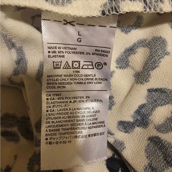 BANANA REPUBLIC Crossback Midi Dress Navy Off White Leopard Print - Size Large - Picture 12 of 12